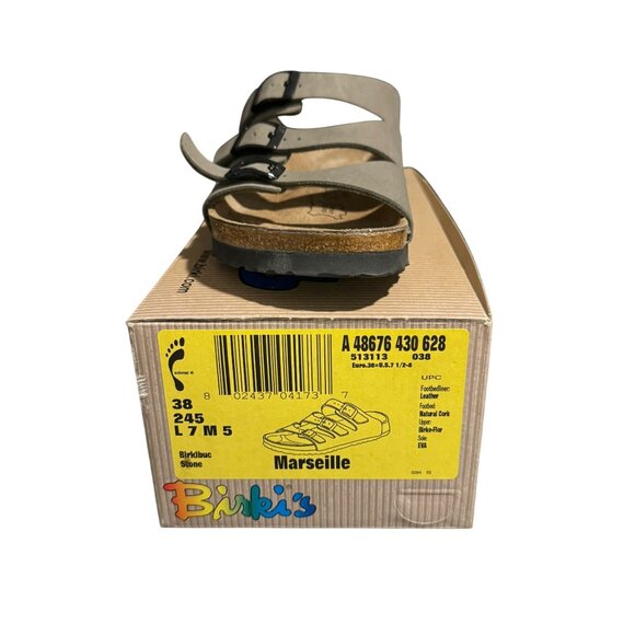 Birki's by Birkenstock Marseille Sandal In Stone Birko-Flor Narrow Fit, Size 38 - Picture 10 of 10